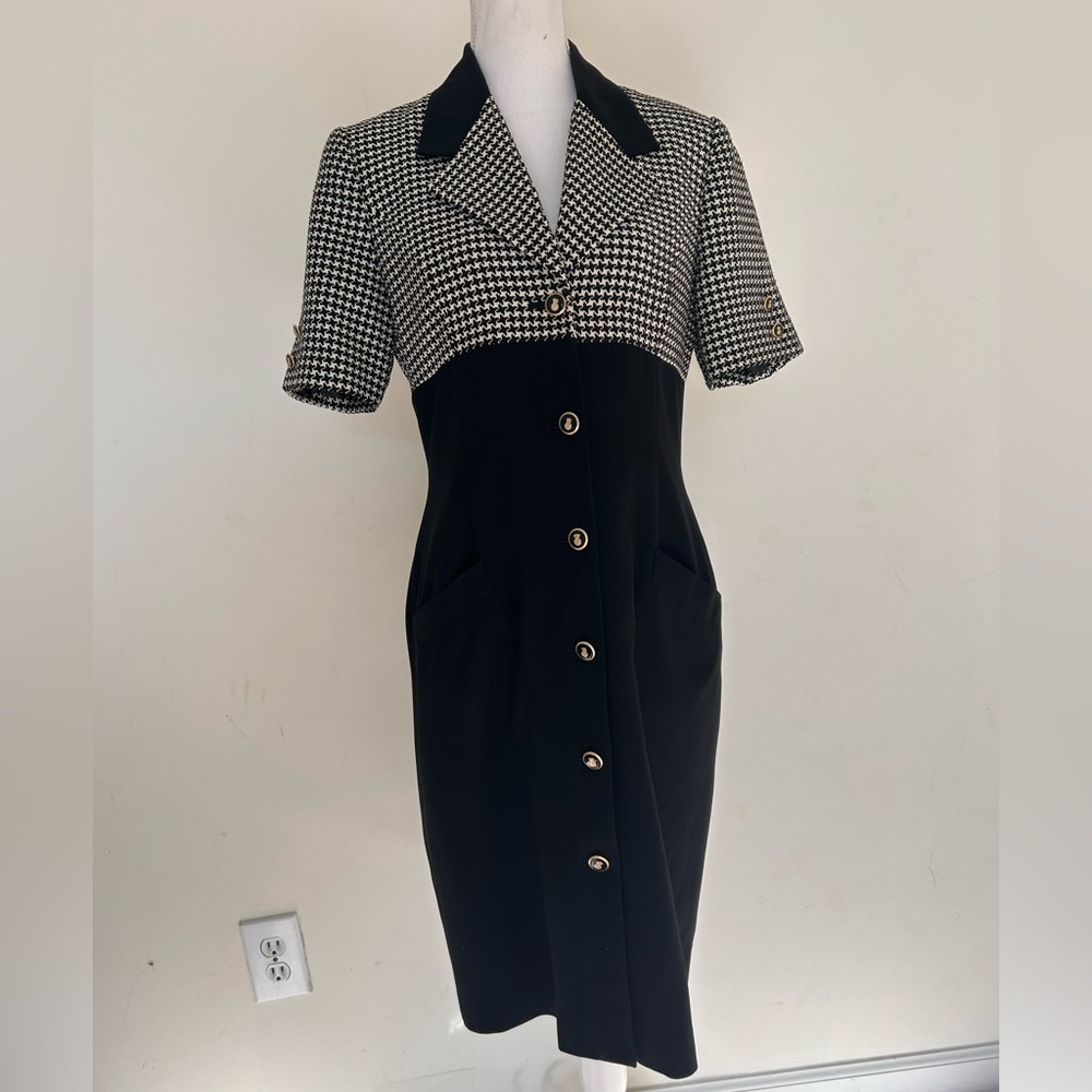 Kasper for ASL Black White Blazer Dress Vintage Women's Size 6